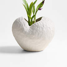 Scraffito 10" White Ceramic Vase + Reviews | Crate & Barrel | Crate & Barrel