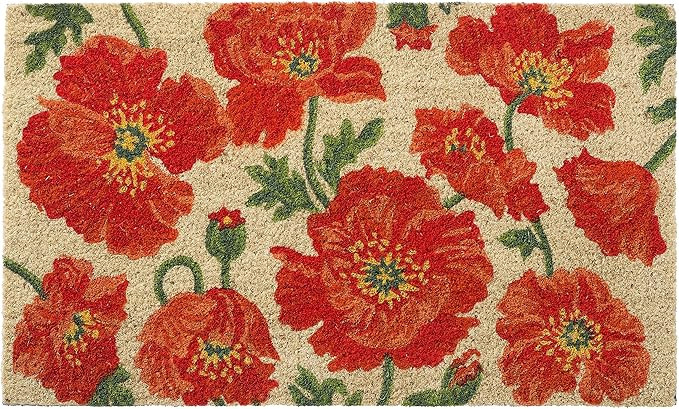 HF by LT Red Poppies 100% Coir Doormat, 18 x 30 inches, Naturally Durable, PVC-Backing, Sustainab... | Amazon (US)