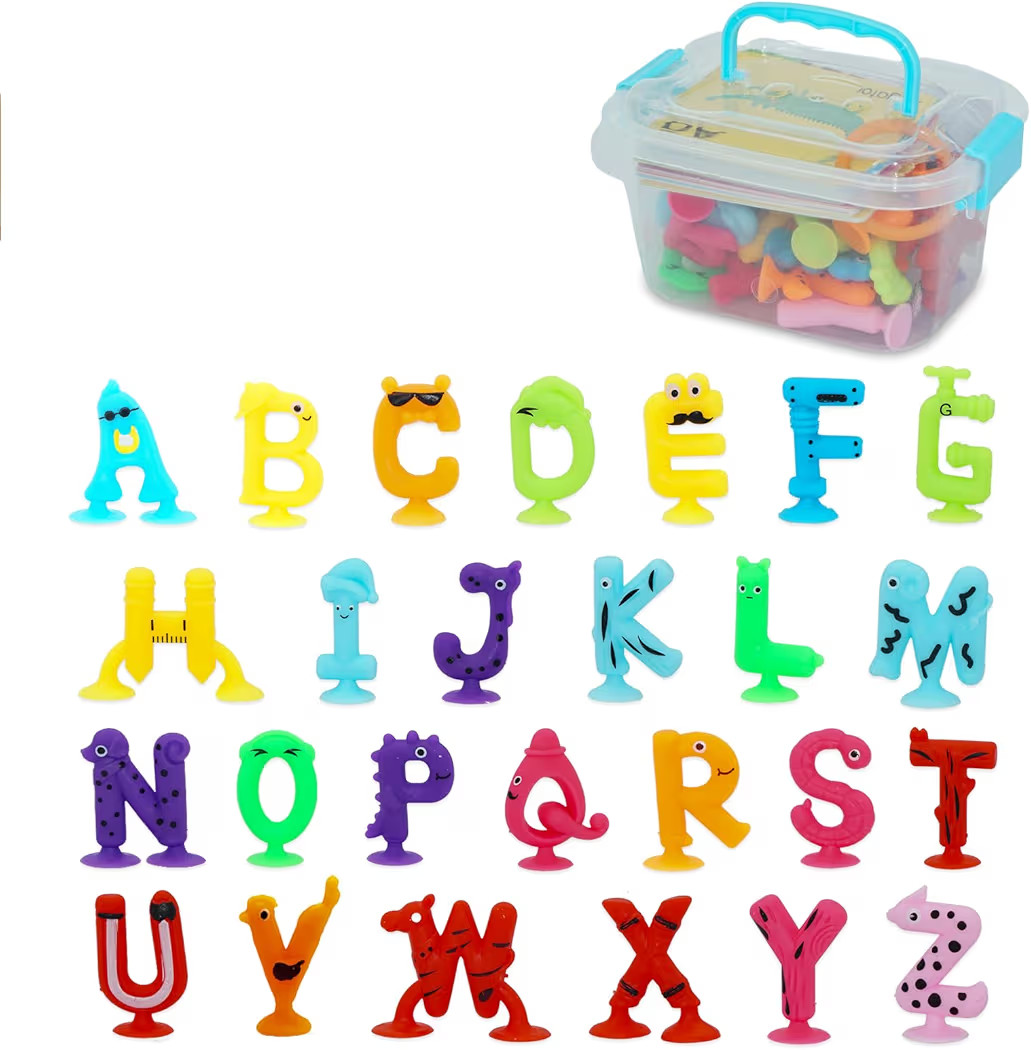 Alphabet Letters Learning Suction Toys: ABC Silicone Bath Toys, Bathtub/Windows/Car/Travel Toy fo... | Amazon (US)