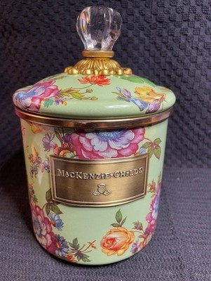 Retired MacKenzie-Childs Green Flower Market Canister - Small | eBay US