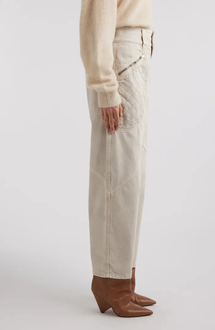 Isabel Marant Catarina Zip Pocket Tapered Leg Cotton Twill Pants | Nordstrom | Nordstrom