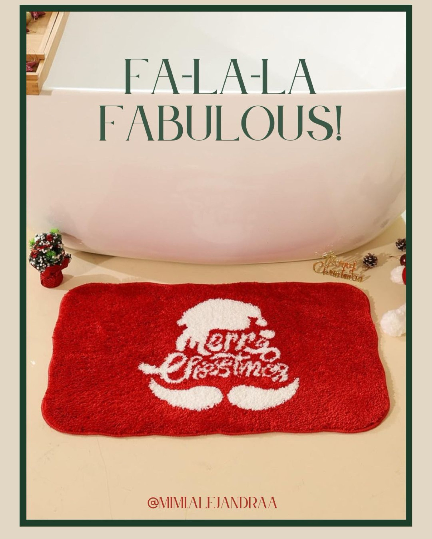 Ordered from Amazon

Merry Christmas Bath Mat,Xmas Rugs Extra Soft and Absorbent Microfiber Holiday Decorative Bath Mat Machine Washable, Cute Bathroom Rug Floor Mats for Tub, Shower(31.5" X 19.69")

Non Slip Backing :Funny bath mat is made of TPR rubber material, super adhesion, close to the ground, effectively prevent movement and slip. Note: When placing floor bath rug, please keep the floor surface clean and dry.
Machine Washable & Non-Shedding： Our cute bath mat is easy to clean and machine washable.Machine wash with cold water and mild detergent. Do not use chlorine or bleach. Tumble dry at low speed or hang dry. The latest technology makes our cute bathroom rugs resistant to shedding and will not fade even if they are cleaned

#LTKCyberWeek #LTKHoliday #LTKHome