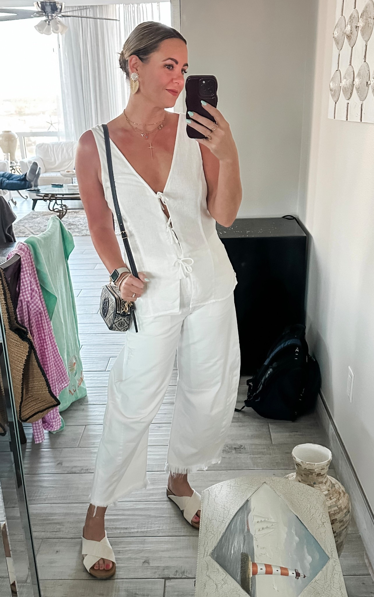 All white spring break look // linen top, horseshoe white denim, Rothys sandals, beach vacation

#LTKStyleTip #LTKTravel