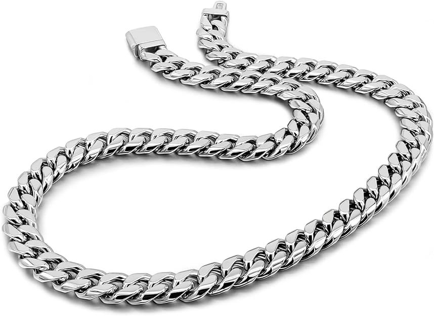 Men 925 Sterling Silver Solid Miami Cuban Chain Necklace 10MM &12MM- Curb Cuban 18 "20 "22" 24 "2... | Amazon (US)