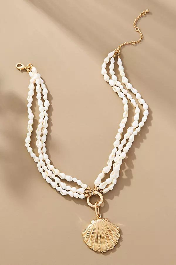 Layered Pearl Shell Pendant Necklace | Anthropologie (US)