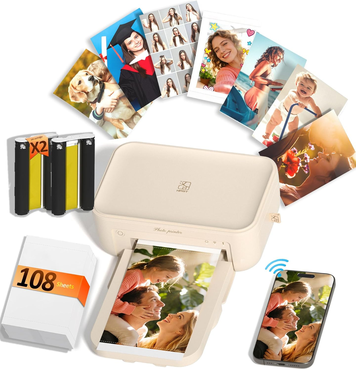 HPRT CP4100 4x6 Photo Printer with 108Sheets & 2 Ribbons, Full-Color, Wi-Fi | Amazon (US)