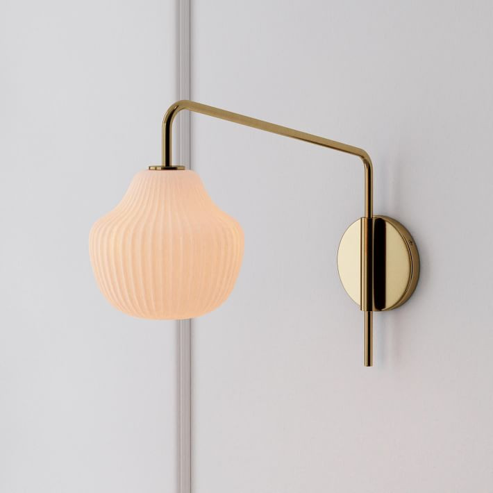 Sculptural Adjustable Ribbed Sconce (7.5"–12") - Champagne | West Elm (US)