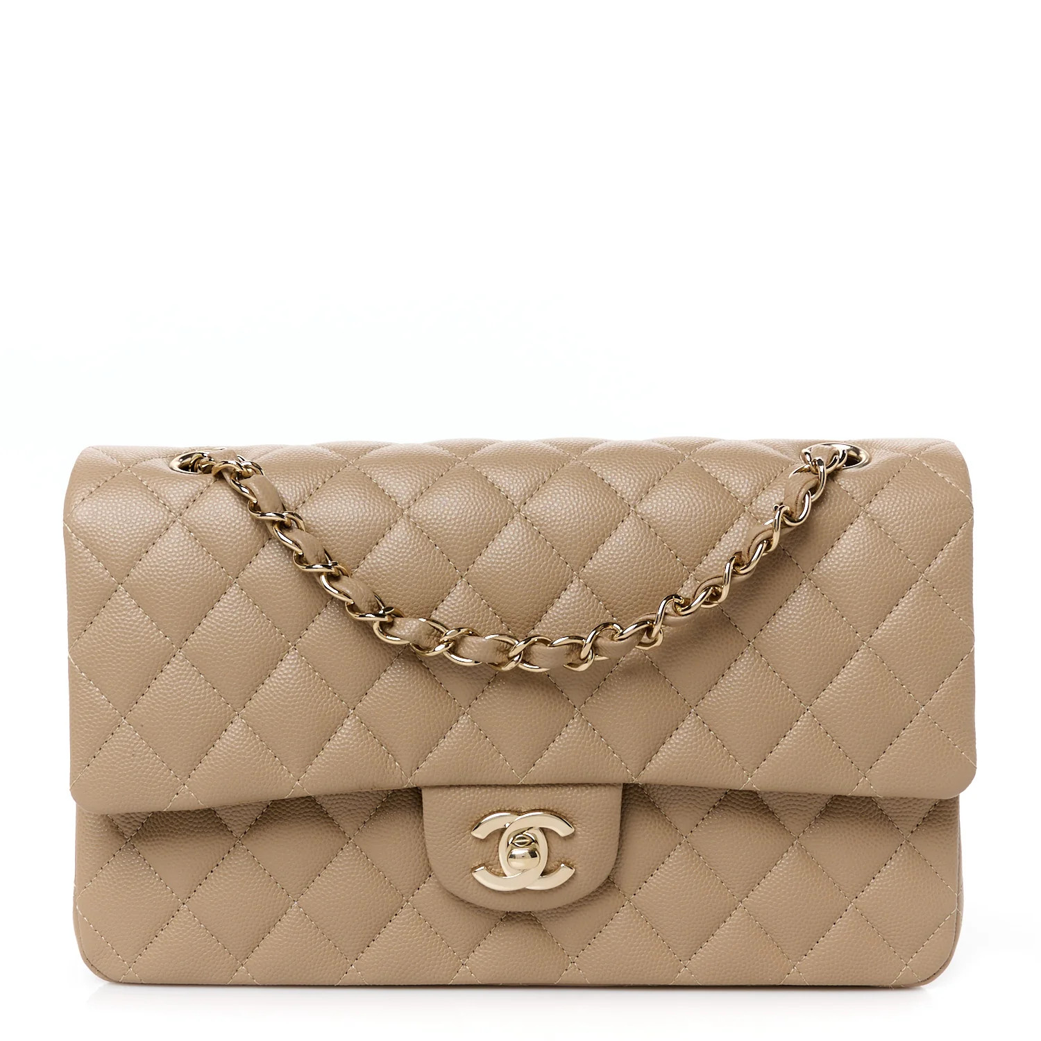 Chanel Caviar Quilted Medium Double Flap Dark Beige 1736740 | FASHIONPHILE (US)