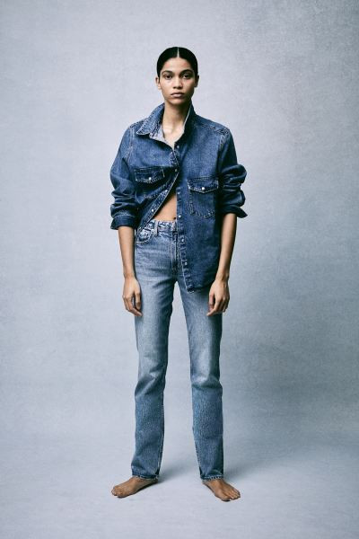 Slim Straight High Jeans - High waist - Long - Light denim blue - Ladies | H&M US | H&M (US + CA)