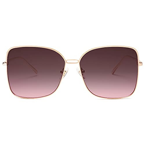 SOJOS Classic Trendy Square Oversized Sunglasses Womens Mens UV400 Big Large Designer Shades SJ1082, Gold/Pink | Amazon (US)