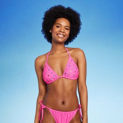 Women's Heart Shaped Gem Embellished Triangle Bikini Top - Wild Fable™ | Target
