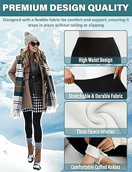 HEGALY Thick Fleece Lined Leggings for Women Tummy Control High Waisted Workout Thermal Warm Soft... | Amazon (US)