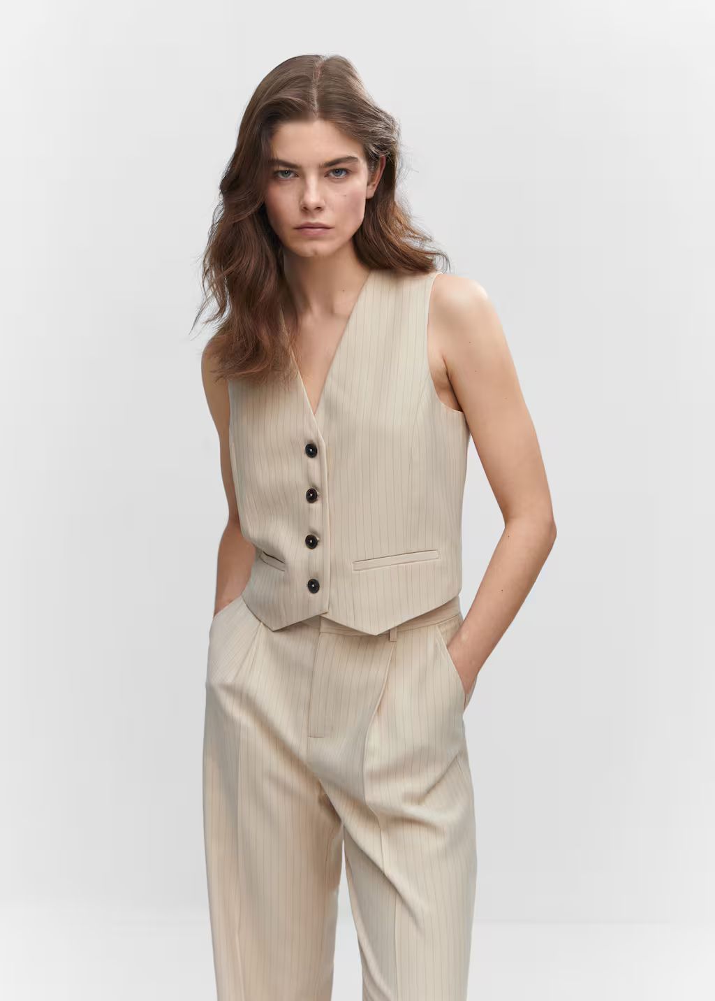 Pinstriped vest | MANGO (US)