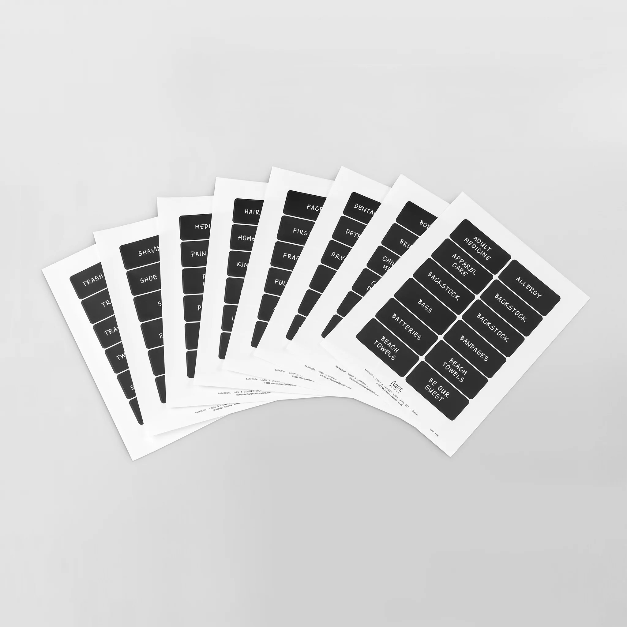 Bathroom, Linen and Laundry Room Label Set - Black | NEAT Method