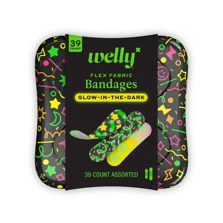 Welly Flex Fabric Bandages, Glow in the Dark Bravery Badges for Kids, Assorted Sizes, 48 Count | Walmart (US)