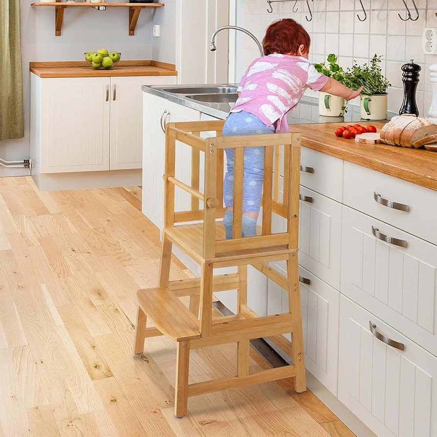 COSYLAND Kids Kitchen Step Stool，Toddler Standing Tower with CPC Certification, Removable Anti-... | Amazon (US)