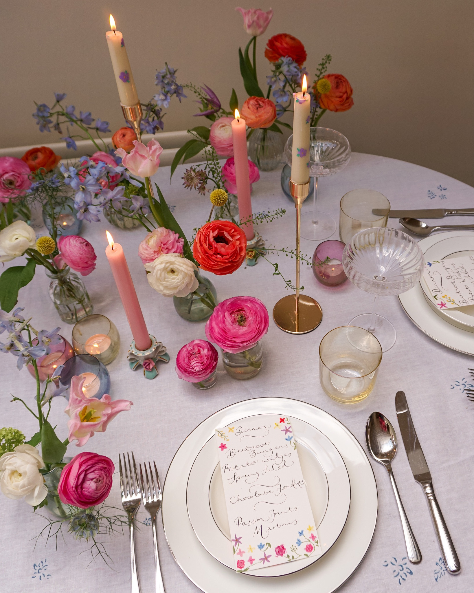 A summer date night tablescape with some of my favourite classic dinnerware: white plates, silver cutlery and champagne coupes. Taper candles and glassware add pops of colour. I have found lots of the table pieces for you here and tagged similar too 🤍 Hope it is useful! 

#LTKunder50 #LTKhome #LTKeurope