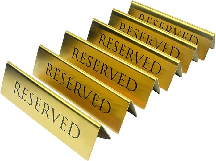 Golden Metal Table Top Reserved Sign for Restaurants, Wedding, Ceremony and Events, Double Sided ... | Amazon (US)