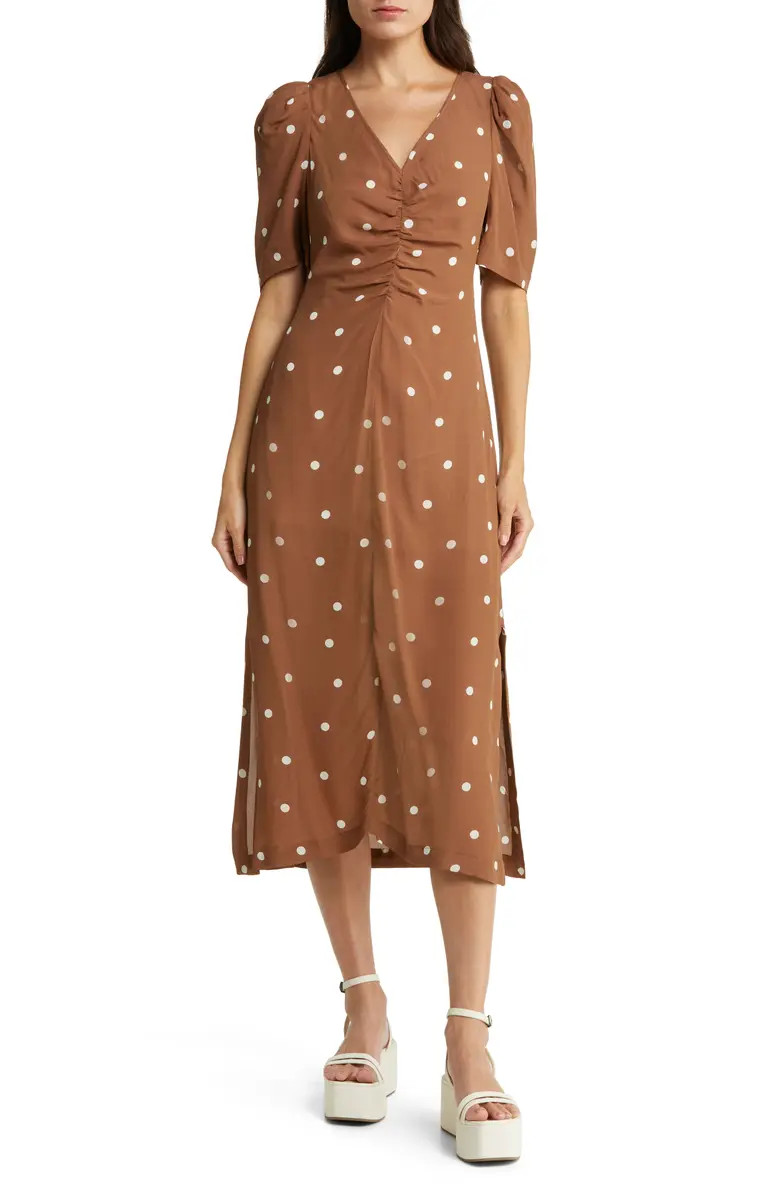 Addax Polka Dot Puff Sleeve Dress | Nordstrom