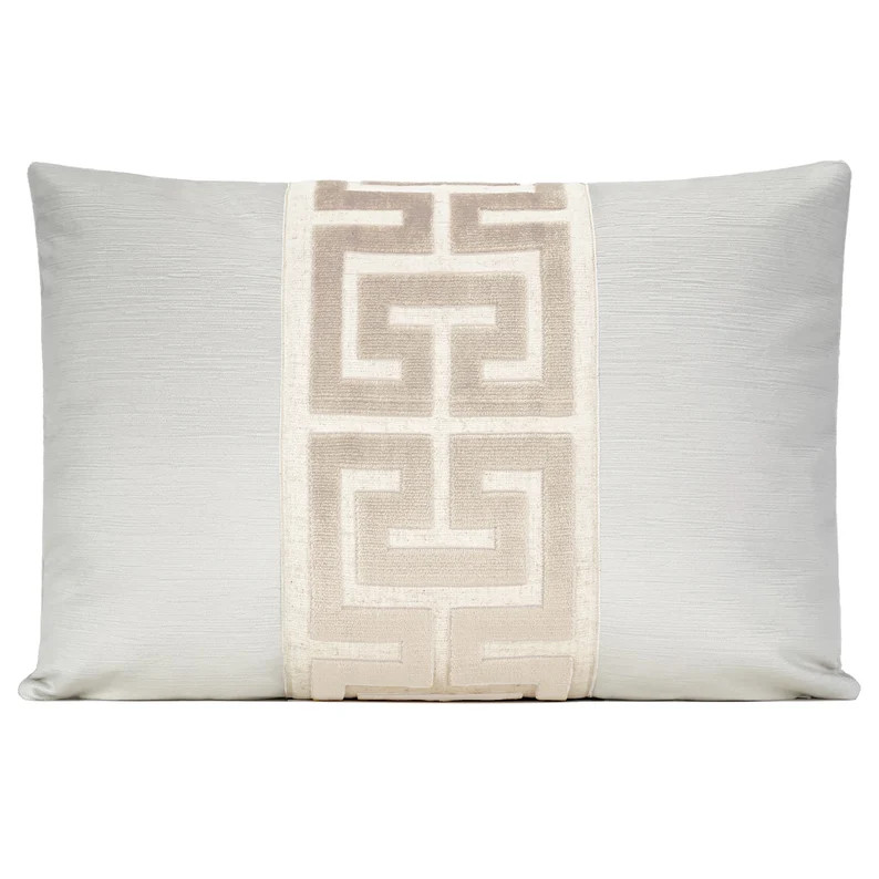 Alabaster Velvet Pillow Cover with Pearl Greek Key Trim 18x18, 20x20, 22x22, Lumbar 14x20, 15x22, 16x24 | Etsy (US)