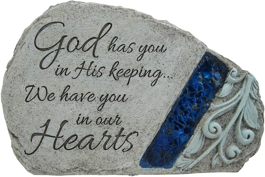 Carson Memorial Garden Stone with Blue Mosaic Solar Accent - God Has You in His Keeping We Have Y... | Amazon (US)
