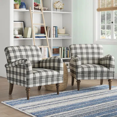Arching Farmhouse 29.5" Wide Polyester Armchair with Solid Wood Legs | Wayfair North America
