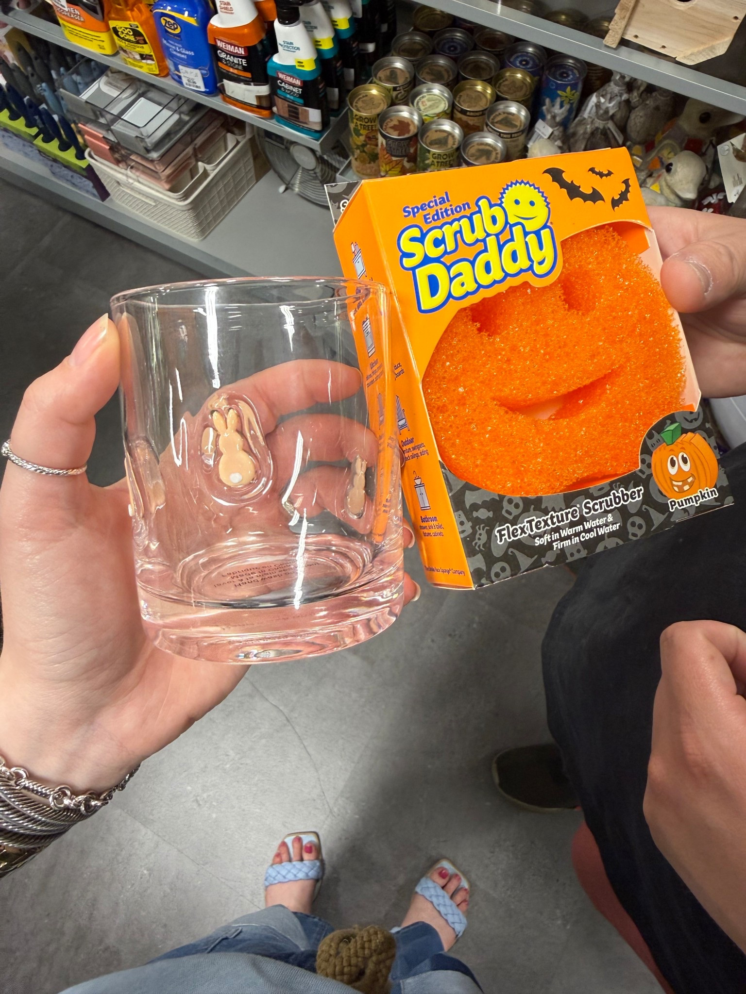 Seasonally confused in Home Sense this weekend🐰🎃 I don’t have an Easter glass and thought the bunnies were so cute and I needed a new Scrub Daddy so the pumpkin one it is 

#LTKHome #LTKdayinmylife #LTKSeasonal