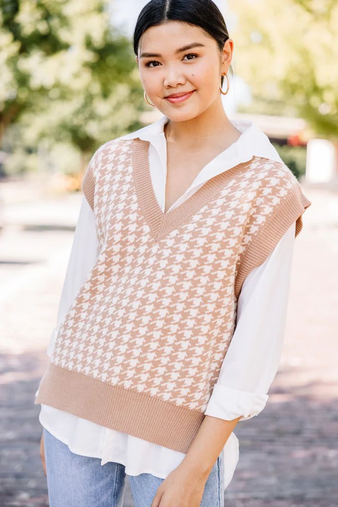 Business As Usual Cream Gingham Sweater Vest | The Mint Julep Boutique