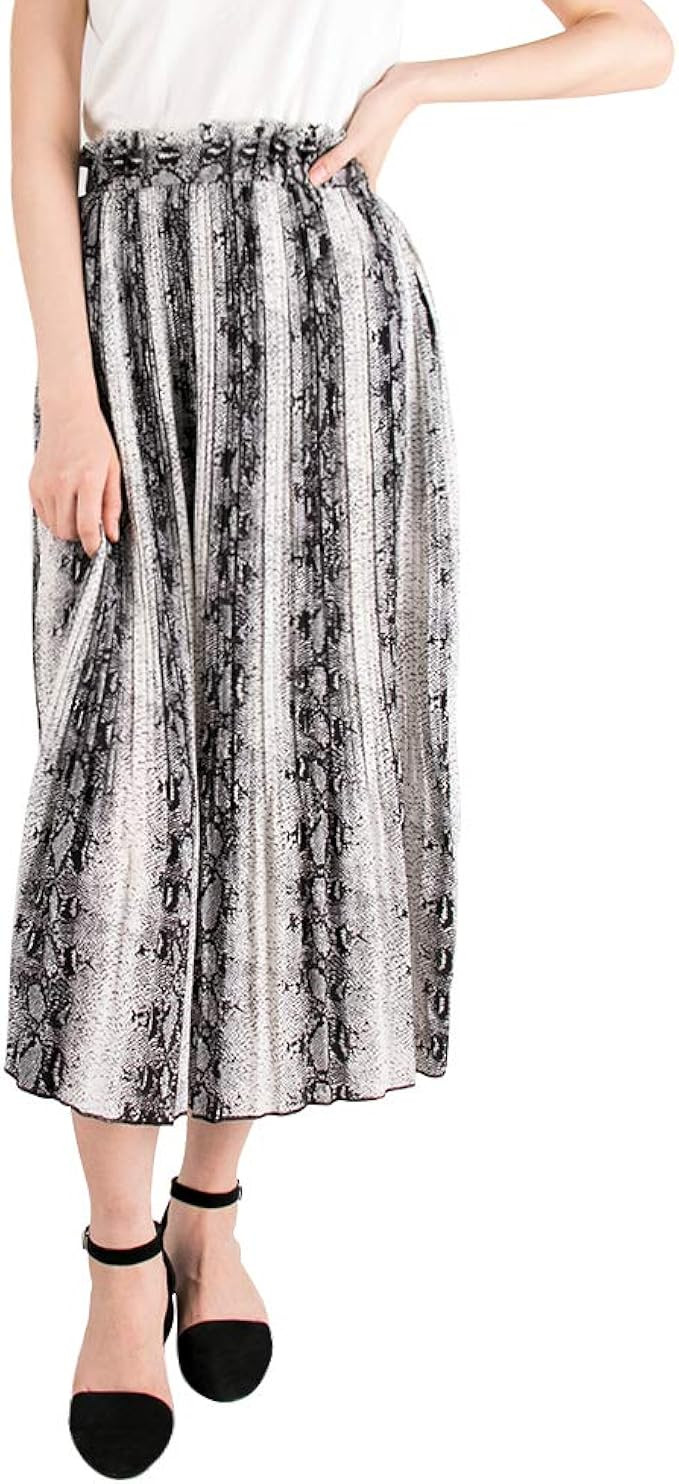 Exlura Womens High Waist Polka Dot Pleated Skirt Midi Maxi Swing Skirt with Pockets | Amazon (US)