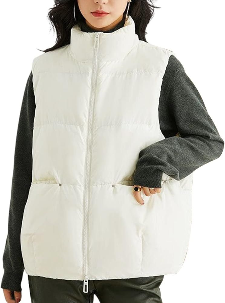 Arssm Women's Puffer Cropped Vest Winter Sleeveless Zipper Lightweight Stand Collar Jacket Coats ... | Amazon (US)