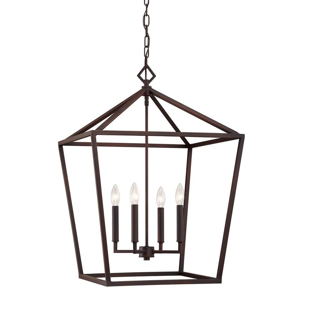 Millennium Lighting 4-Light 20 in. Wide Taper Candle Rubbed Bronze Pendant | The Home Depot