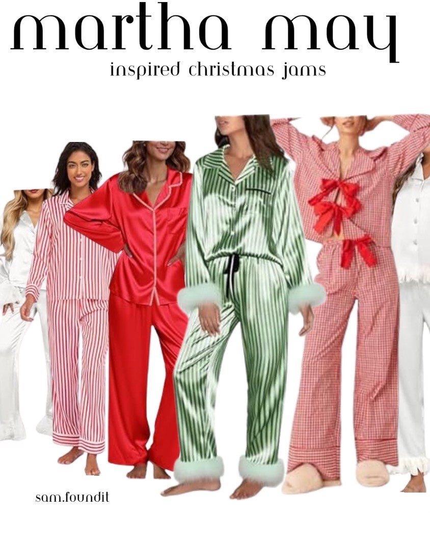 ✨ Martha May Inspired Christmas Jams ✨

Serving full Whoville glam this holiday season.
Silky reds, peppermint stripes, and the iconic green fur-trimmed set — all giving effortless Martha May luxury. 🎄💋✨

Perfect for holiday photos, Christmas morning, or gifting the glam girl in your life.
Everything is linked for easy shopping ⬇️
#LTKHoliday #LTKSeasonal #ChristmasPajamas #MarthaMayWhovier #HolidayStyle #CozyChic #AmazonFashion #SamFoundIt #LTKFinds #LTKGiftGuide 

#LTKHoliday #LTKCyberWeek #LTKmorningroutine