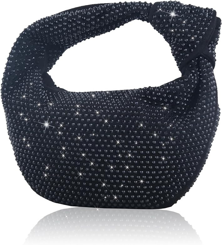 ELDA Knotted Handbag for Women Fashion Designer Ladies Hobo Dumpling Bag Rhinestone Purses Sparkl... | Amazon (US)