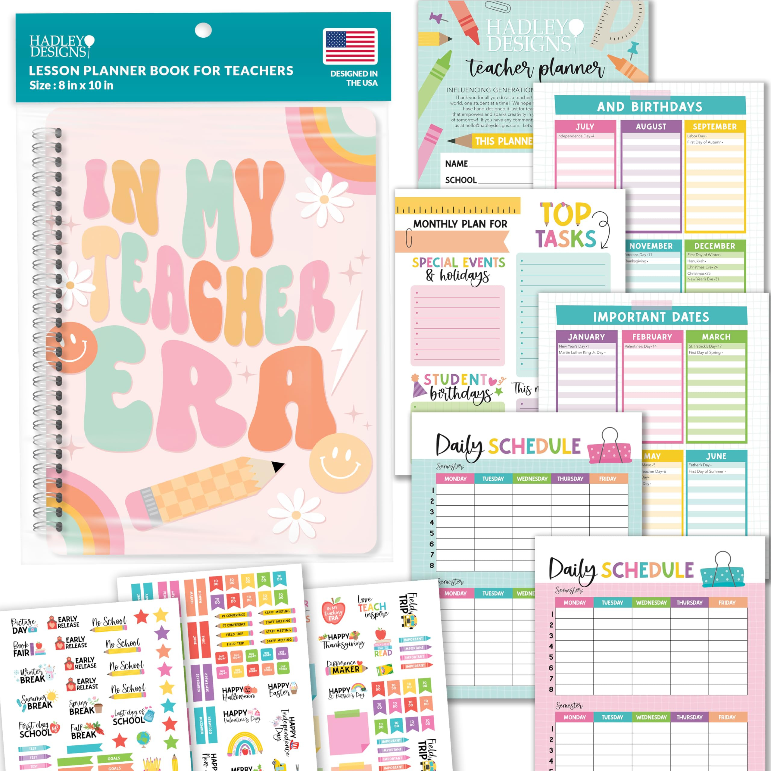 Teacher Planner 2025-2026 – Undated Lesson Planner Book with Stickers, Monthly & Weekly Pages, ... | Amazon (US)