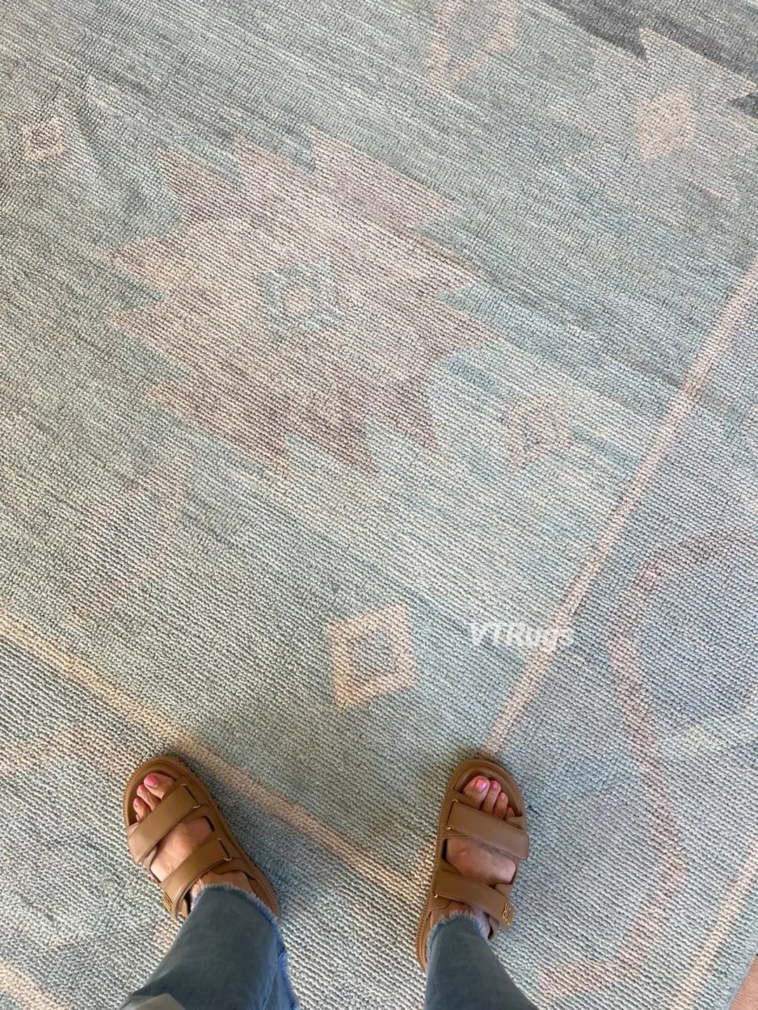 Muted Blue Hand Knotted Oushak Rug, Hand Woven Wool Area Rug, Rugs for Living Room Dining 8x10 9x... | Etsy (US)