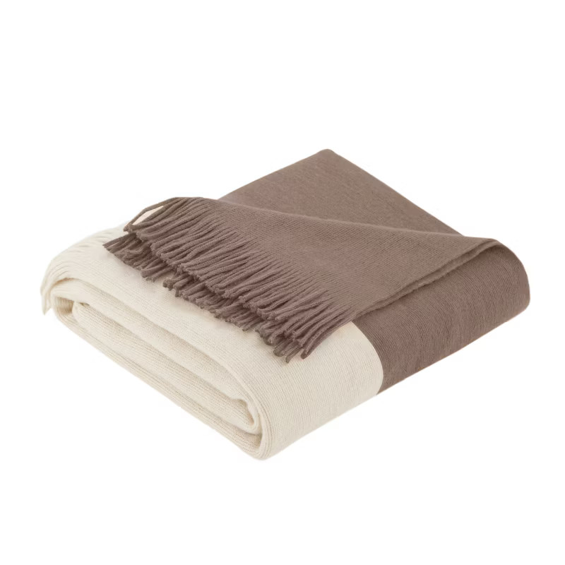 60"x50" Color Block Faux Cashmere Throw Blanket Taupe - Ink+Ivy | Target