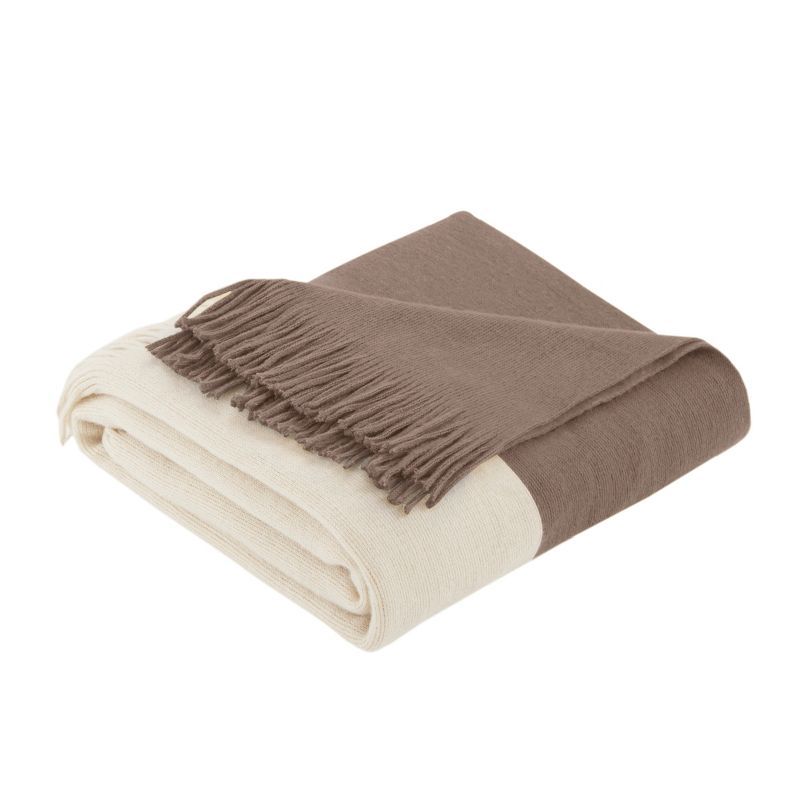60&#34;x50&#34; Color Block Faux Cashmere Throw Blanket Taupe - Ink+Ivy | Target