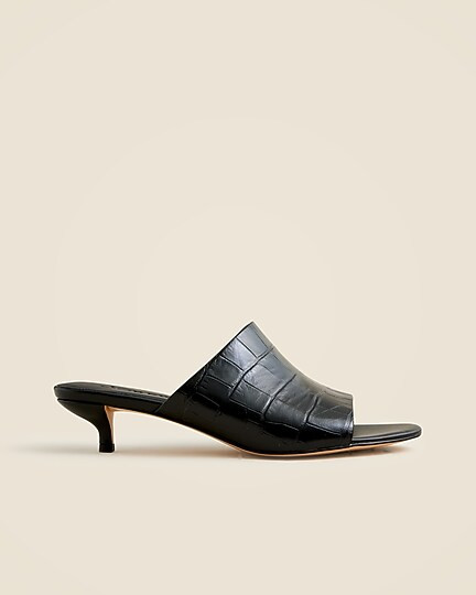 Wide-strap mule heels in Italian croc-embossed leather | J. Crew US