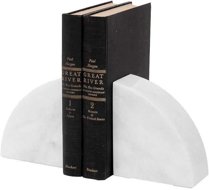 All Natural Polished Marble Wedge Bookends - Pearl White Marble | Amazon (US)