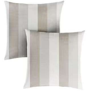 Sunbrella Direction Linen Square Indoor/Outdoor Throw Pillow (2-Pack) | The Home Depot