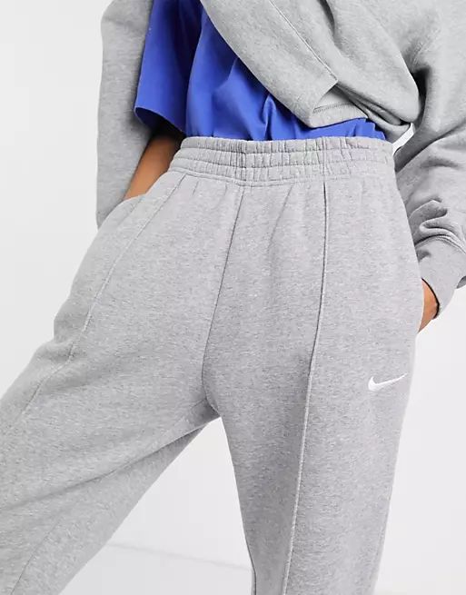 Nike mini swoosh oversized sweatpants in gray | ASOS (Global)