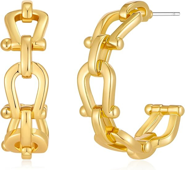 Chunky Gold Horse Bit Earrings For Women Vintage Western Hoop Earrings Equestrian Earrings Statem... | Amazon (US)