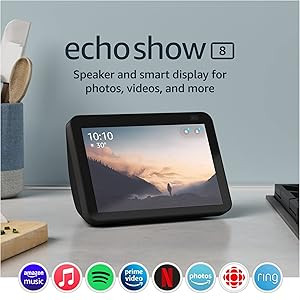 Echo Show 8 (2nd Gen, 2021 release) | HD smart display with Alexa and 13 MP camera | Charcoal | Amazon (US)