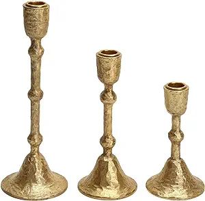 NIKKY HOME Gold Taper Candle Holders Set of 3, Vintage Decorative Resin Candlesticks Centerpieces... | Amazon (US)