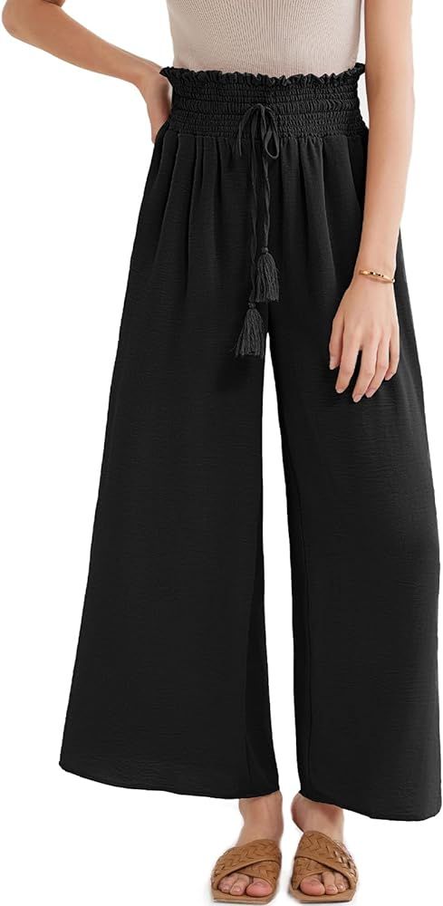 GRACE KARIN Womens 2024 Elastic High Waisted Palazzo Pants Loose Casual Wide Leg Lounge Boho Pant... | Amazon (US)