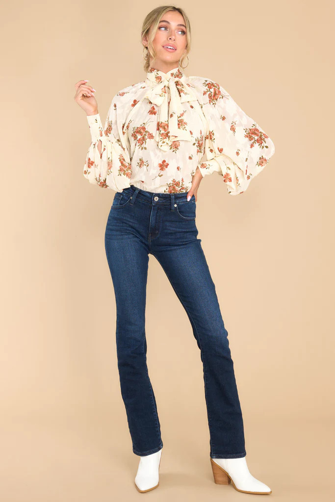 Alluring Appeal Ivory Floral Print Top | Red Dress 