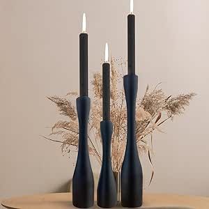 Candlestick Holders Black Candle Holder,(12"/10"/7.5" H) Tall Wood Candle Holders Set of 3 for Ta... | Amazon (US)