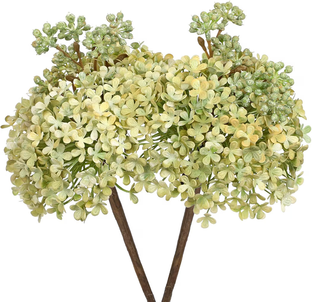 2 Pcs Hydrangea Artificial Flowers Stems for Fall Tabletop Decor, 11" Silk Fake Blooms Bouquets w... | Amazon (US)