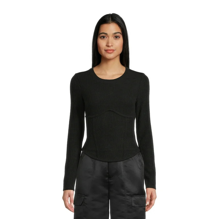 No Boundaries Juniors' Pucker Ribbed Top, Sizes XS-3XL - Walmart.com | Walmart (US)