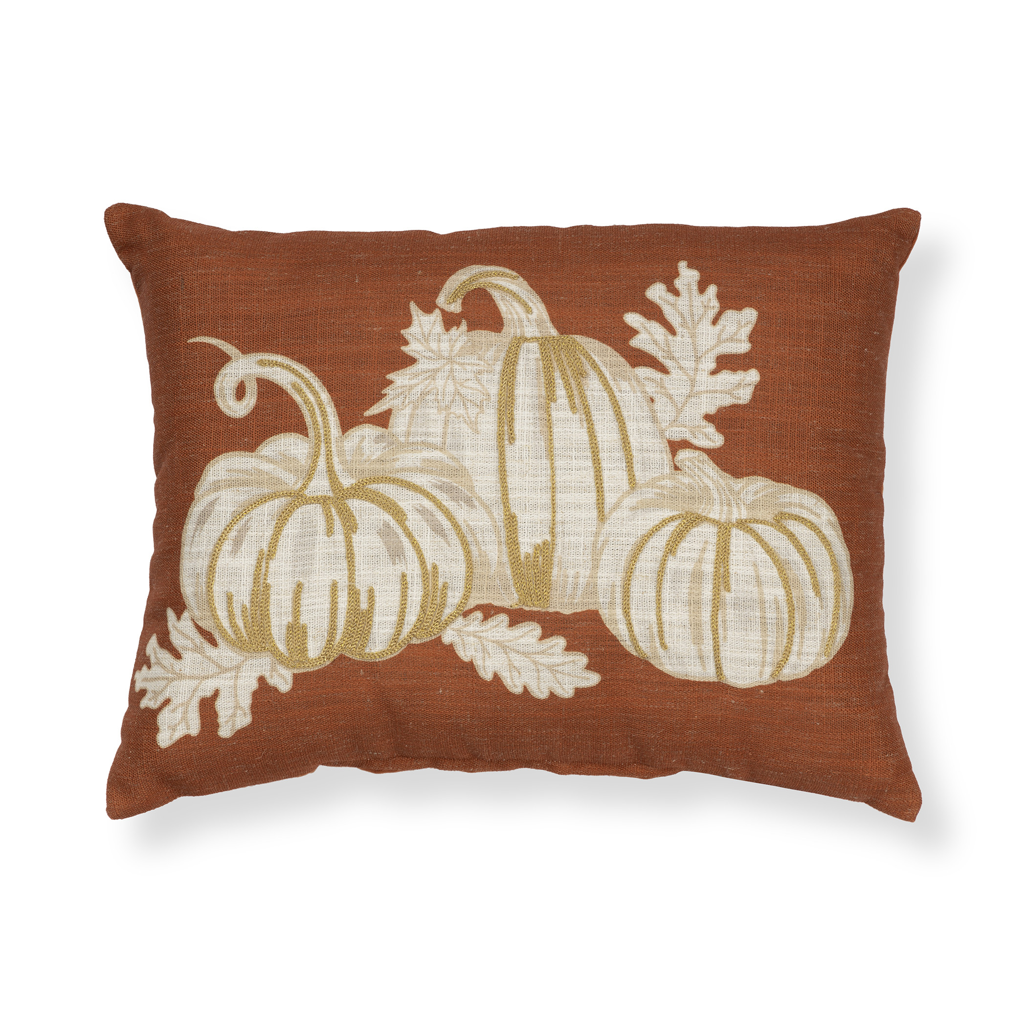 MS Embroidered Pumpkin Decorative Pillow, 13" x 17", Rust | Walmart (US)
